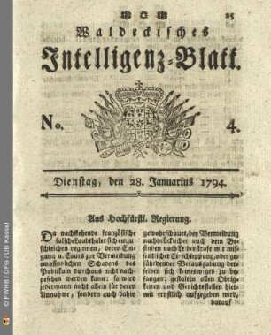 No. 4. Dienstag, den 28. Januarius 1794