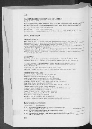 II.5 Fachübergreiende Studien
