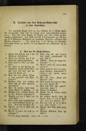 Resultate aus dem Religions-Unterrichte in einer Stadtschule