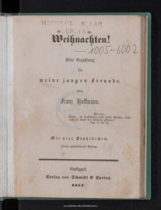 Weihnachten! : eine Erzählung für meine jungen Freunde