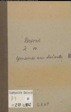Zivilstandsregister der evangelischen Münstergemeinde Herford, Kreis Herford (GAHT 1812). (Gemeinde: Evangelische Münstergemeinde Herford)