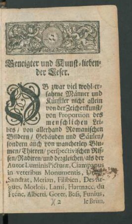 Geneigter und Kunst-liebender Leser