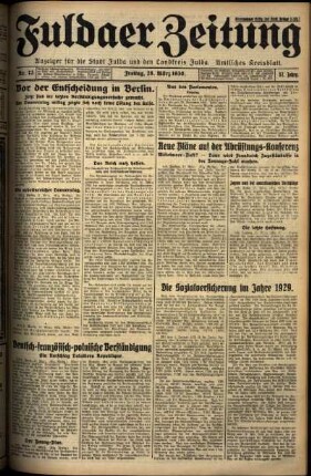 Erste Ausgabe vom Freitag, den 28. März 1930.