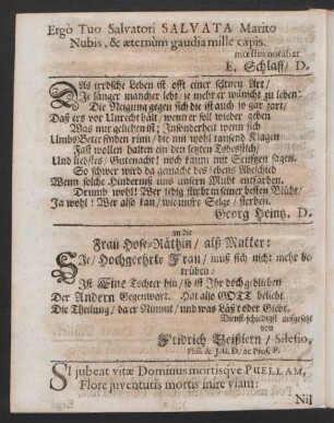 an die Frau Hofe-Räthin/[...]