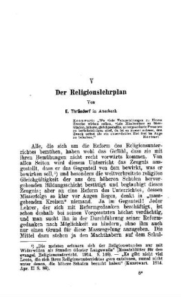 Der Religionslehrplan