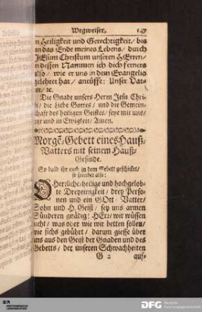 Morgen-Gebett eines Hauß-Vatters mit seinem Hauß-Gesinde.