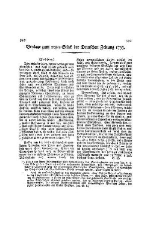 Beylage zum 20ten Stück der Deutschen Zeitung 1793