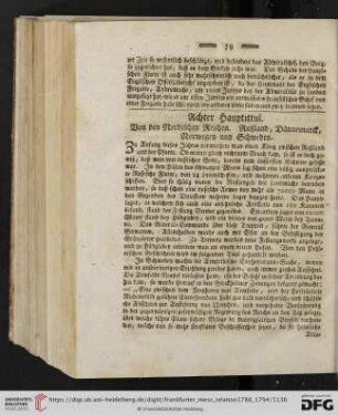 Achter Haupttitul: Von den Nordischen Reichen. Rußland, Dännemarck, Norwegen und Schweden