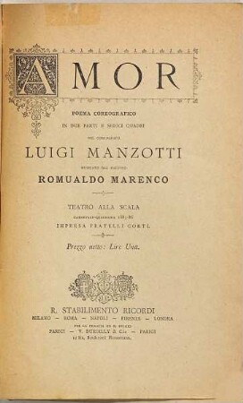 Amor : poema coreografico in due parti e sedici quadri ; Teatro alla Scala, carnevale-quaresima 1885 - 86