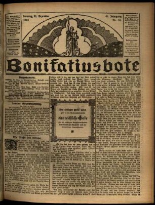 Erste Ausgabe vom Sonntag, den 21. Dezember 1924.