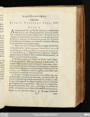 Reliqua Disputationis Quintae. Respondente Pierio Wibrando Inja, Frisio.