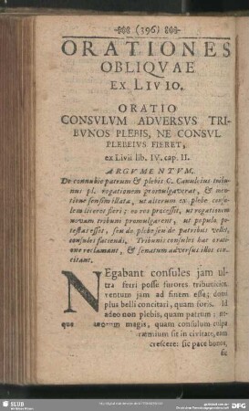 Orationes Obliquae Ex Livio
