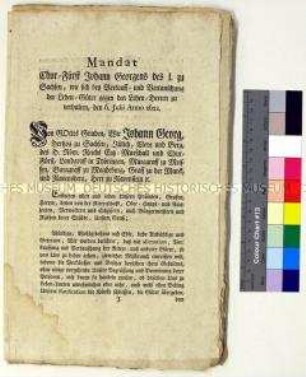 Serie von Mandaten der sächsischen Kurfürsten aus den Jahren 1583 und 1622-1691 betreffend Lehnsangelegenheiten