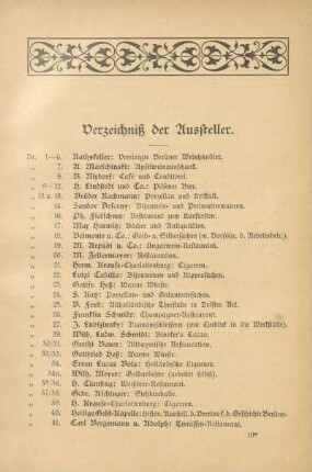 Verzeichnis der Aussteller