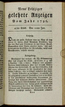 47tes Stück. Den 10ten Jun.