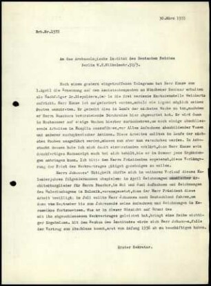 G. Karo an DAI Zentrale