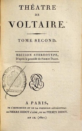 Théâtre De Voltaire, 2. [Brutus. Eryphile. Zaïre. Samson]