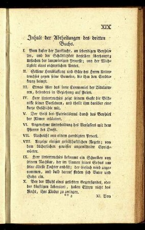 Inhalt der Abtheilungen des dritten Buchs.