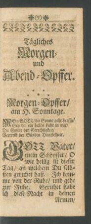 Tägliches Morgen- und Abend-Opffer