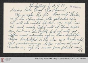 Korrespondenz Louise Ebert/Gustav Radbruch: Brief von Louise Ebert an Lydia Radbruch