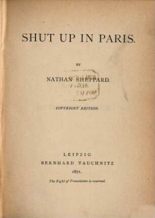 Shut up in Paris