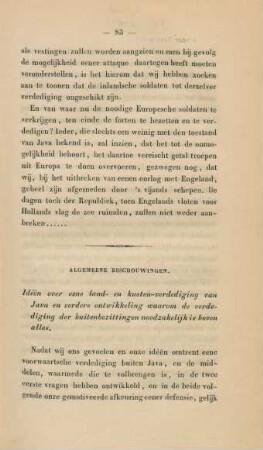Algemeene beschouwingen. Ideen over eene land- en kusten-verdediging van Java en verdere ontwikkeling waarom de verdediging der buitenbezittingen noodzakelijk is hoven alles