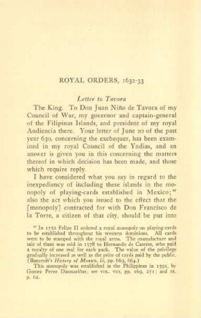 Royal orders, 1632-33