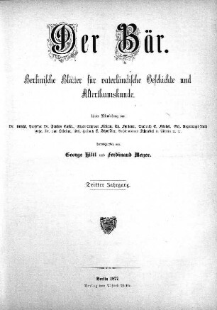 3.1877: Der Bär : illustrierte Wochenschrift für vaterländische Geschichte