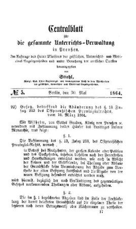 Gesetz, betreffend die Abänderung des §. 13 Zusatz 213 des Ostpreußischen Provinzialrechts, vom 10. März 1864