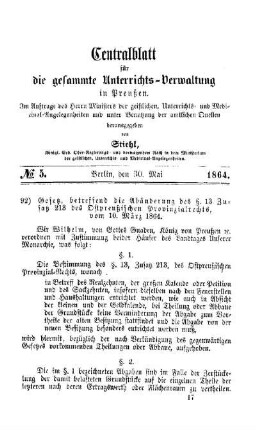 Gesetz, betreffend die Abänderung des §. 13 Zusatz 213 des Ostpreußischen Provinzialrechts, vom 10. März 1864
