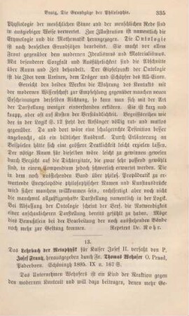 335-336 [Rezension] Frantz, Josef, Das Lehrbuch der Metaphysik für Kaiser Josef II.