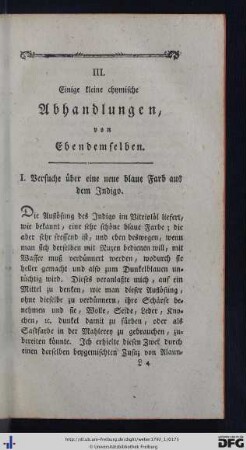 III. Heinrich Strube: Einige kleine chymische Abhandlungen.