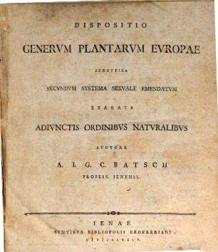 Dispositio Generum Plantarum Europae Synoptica Secundum Systema Sexuale Emendatum