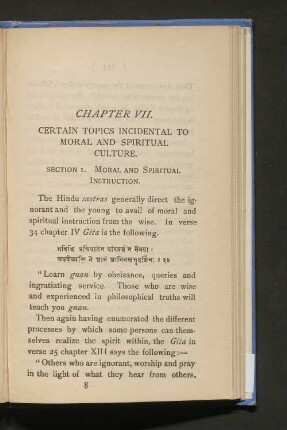 Chapter VII. Certain topics incidental to moral and spiritual culture.