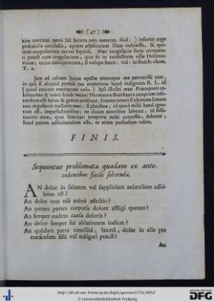 Sequuntur problemata quaedam ex antecedentibus facile solvenda.