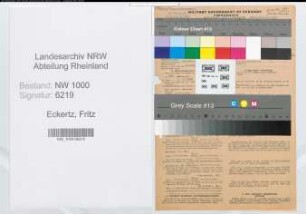 Entnazifizierung Fritz Eckertz, geb. 31.12.1887 (Verwaltungsinspektor)