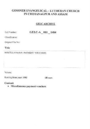 MISCELLANEOUS PAYMENT VOUCHERS