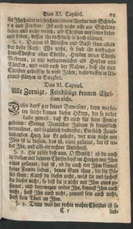 Das XI. Capitel. Alle Zornige, Feindselige kennen Christum nicht.