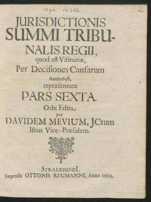 6: Decisiones ... Anni 1658 ...