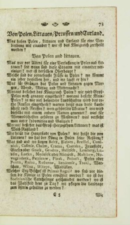Von Polen, Littauen, Preussen und Curland
