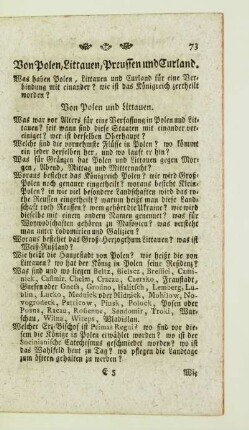 Von Polen, Littauen, Preussen und Curland