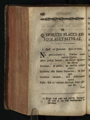 III. Q. Horatii Flacci Epistolaeet Satyrae