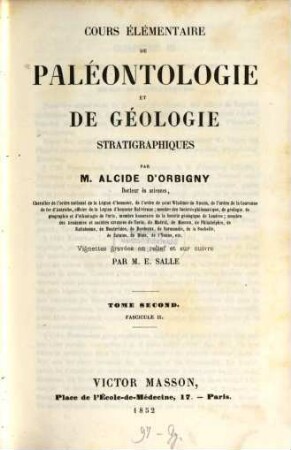 Cours élémentaire de paléontologie & de geologie stratigraphiques ... : Vignettes grav. en relief & sur cuivre, 2,2
