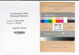 Entnazifizierung Georg Jagnow, geb. 23.01.1889 (Regierungsangest.)