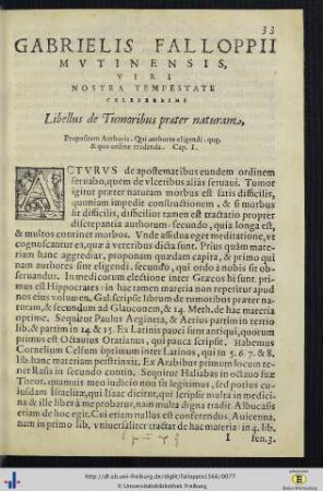 Libellus de Tumoribus praeter naturam.
