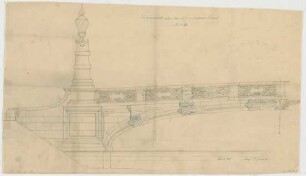Thiersch, August ; München - Nymphenburg; Ludwig - Ferdinand - Brücke - Teilansicht, Schnitt