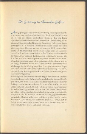 Die Gründung der Bauerschen Gießerei