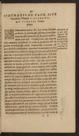 Isocratis De Pace, Sive Socialis, Oratio V. Hieronymo Wolfio interprete.
