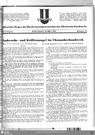 Nachwuchs- und Kräftemangel im Uhrmacherhandwerk (Schluß)