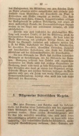 X. Allgemeine diätetischen Regeln.